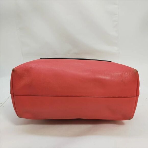 AUTHENTIC BALENCIAGA CALFSKIN LEATHER LARGE TOTE SHOULDER HANDBAG CORAL/BLACK - Picture 10 of 12